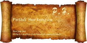 Pethő Hortenzia névjegykártya